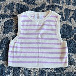 Zara kids/Girls Knit striped Top Sz 11/12 White purple